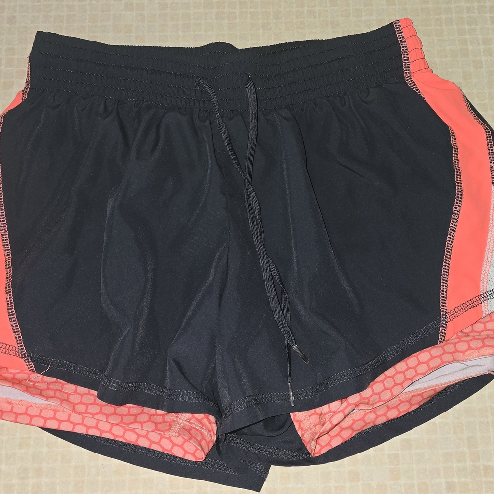 Women's Black and Pink Athletic Shorts
